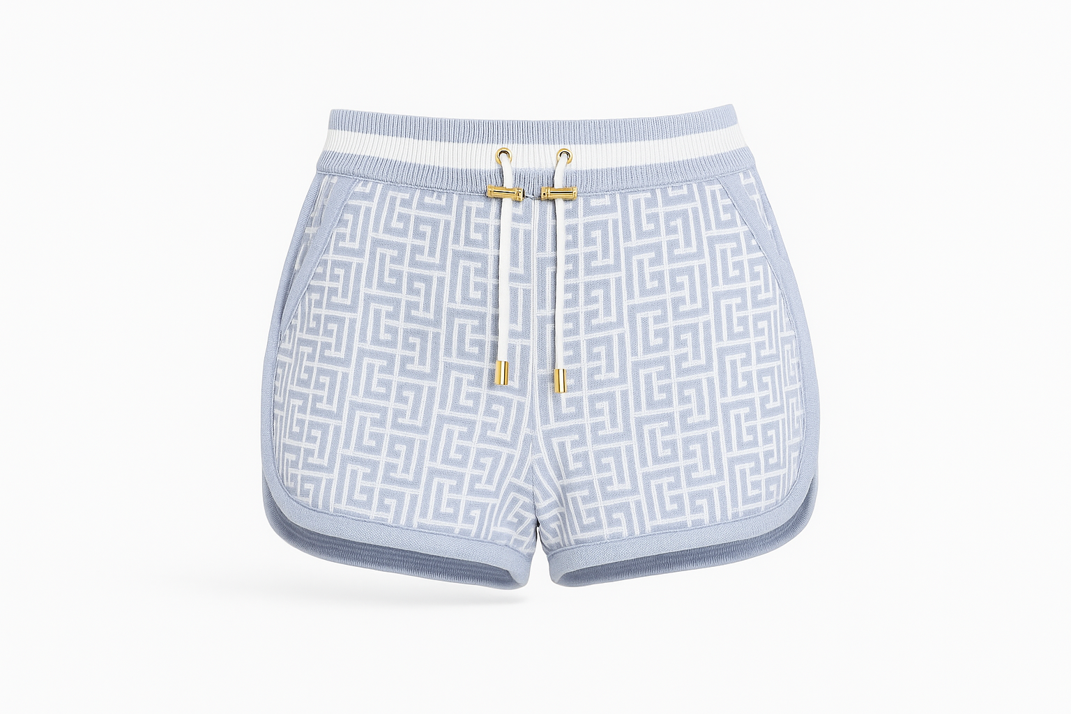 Balmain Monogram Jacquard Wool Blend Tennis Shorts size 36 NEW
