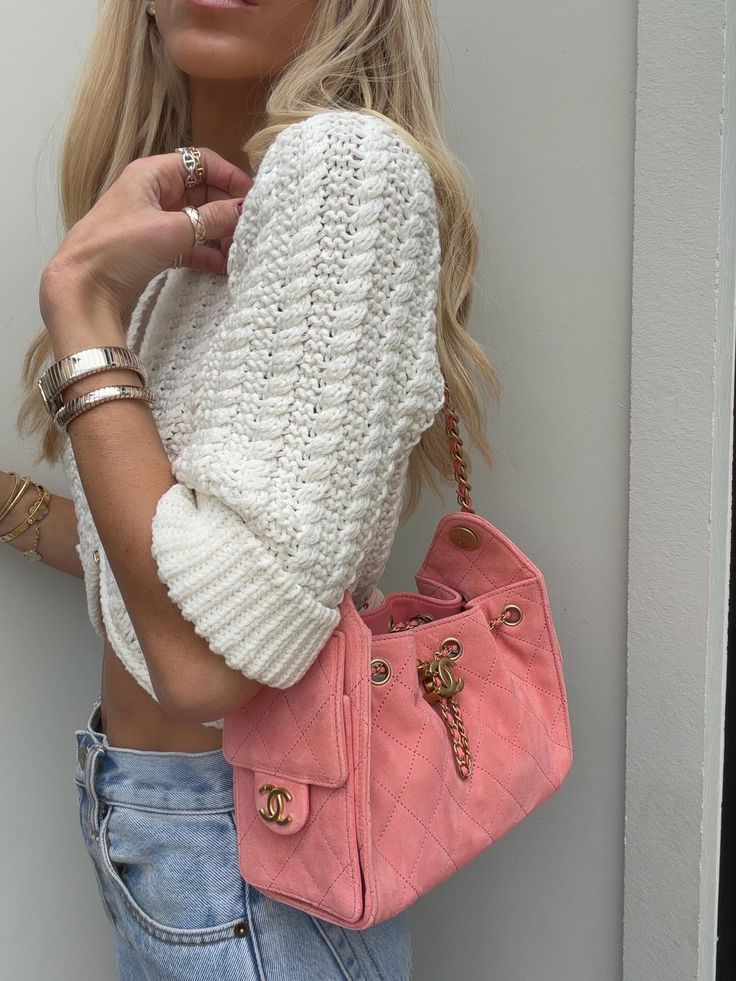 NEW Chanel 26C Mini Hobo Shoulder Bag in Pink Suede with Gold Hardware