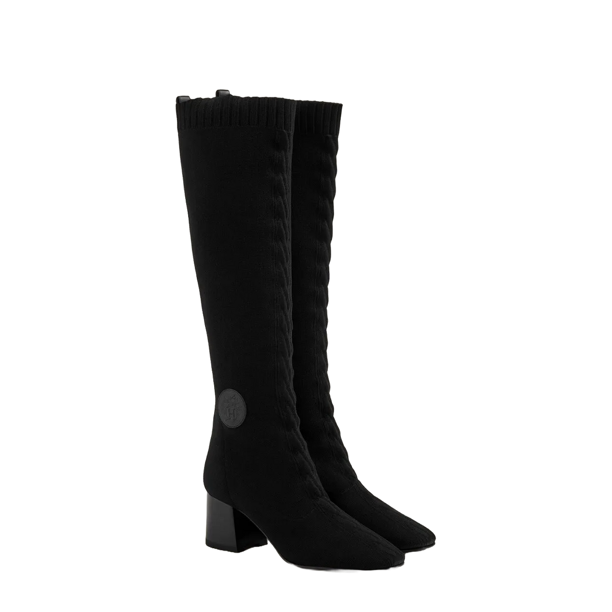 【新作♡美脚コーデ】Hermes Fontaine 60 ロングブーツ Hermes Fontaine 60 High Knee boots H Knit In Noir Size 38 BNIB