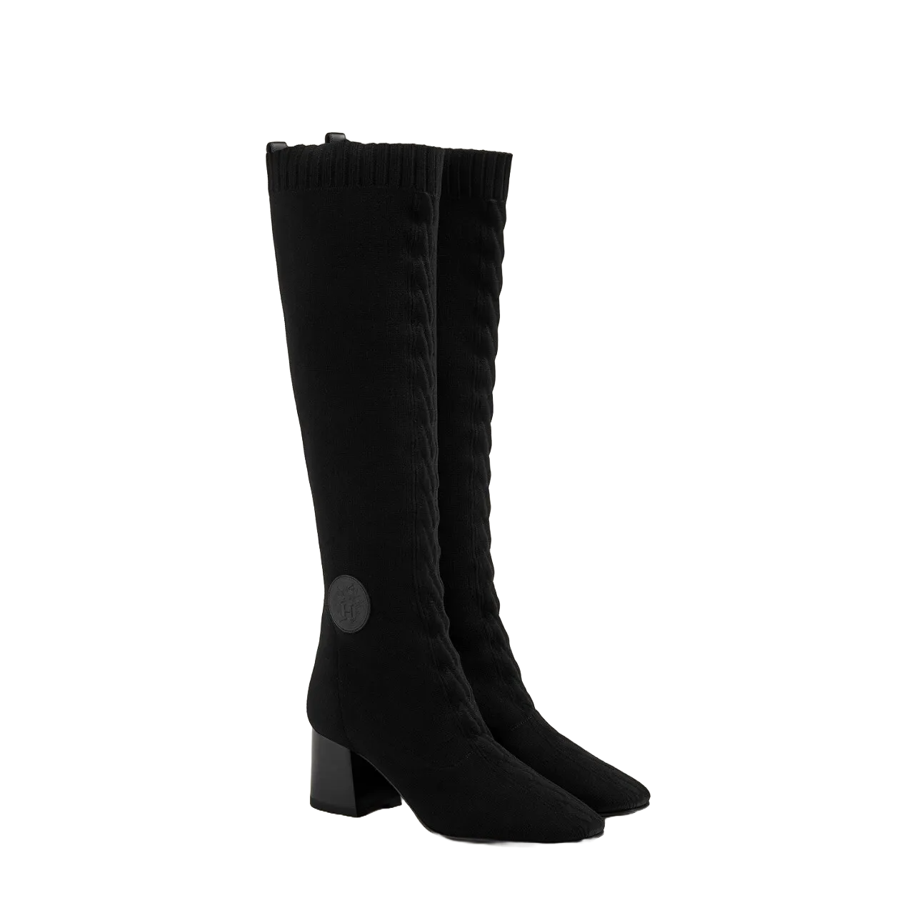 Hermes Fontaine 60 High Knee boots H Knit In Noir Size 38 BNIB