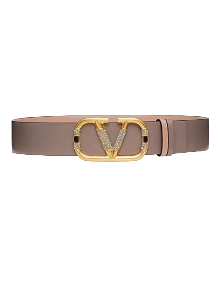 Valentino Vlogo Crystal Embellished Reversible Leather Belt Women's