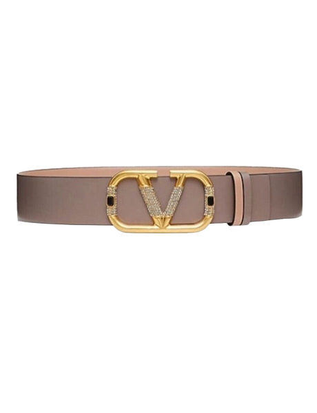 VALENTINO ゴールドバックル ベルト 70/28 Valentino Vlogo 70/28 Crystal Embellished Reversible Leather Belt Wome