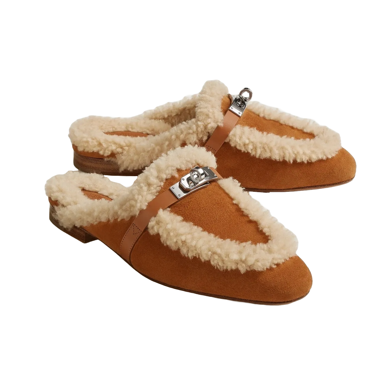 Hermes Oz Mule Shearling Naturel Suede/calfskin Palladium Hardware Size 37