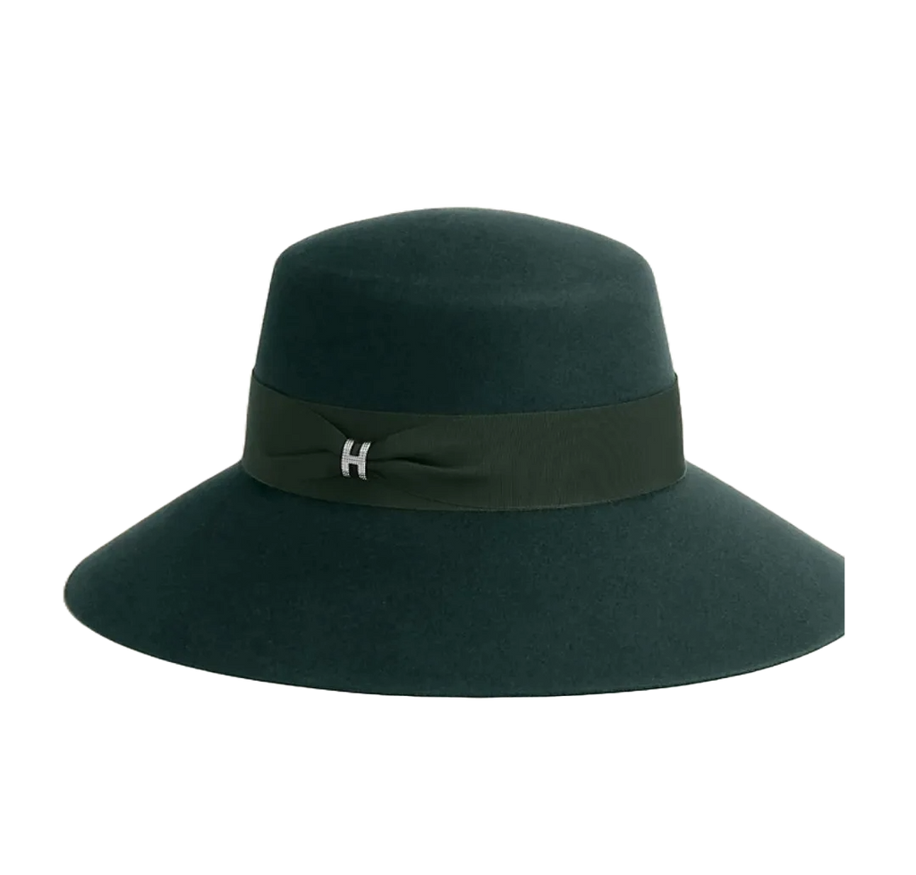 【希少!】HERMES Farrah Pop H ハット Brand New Hermes Farrah Pop H Women Hat Vert Sapin Size 56