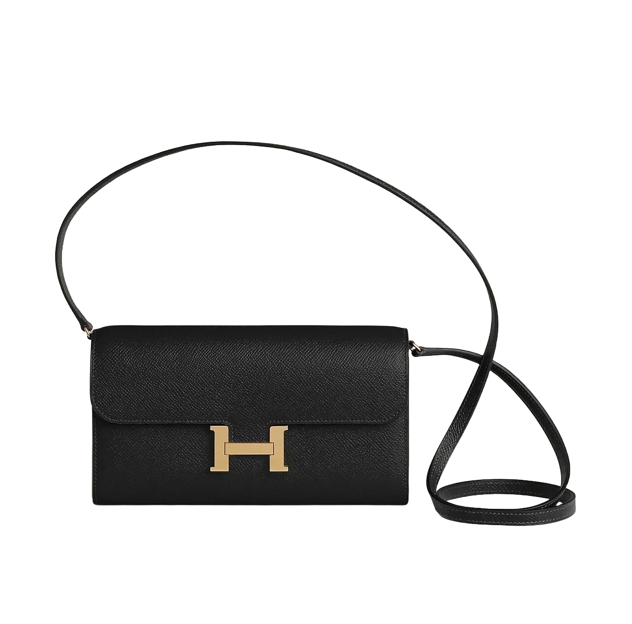 Hermes Constance To Go Wallet in Noir Black Epsom Gold Hardware 2023 Complete