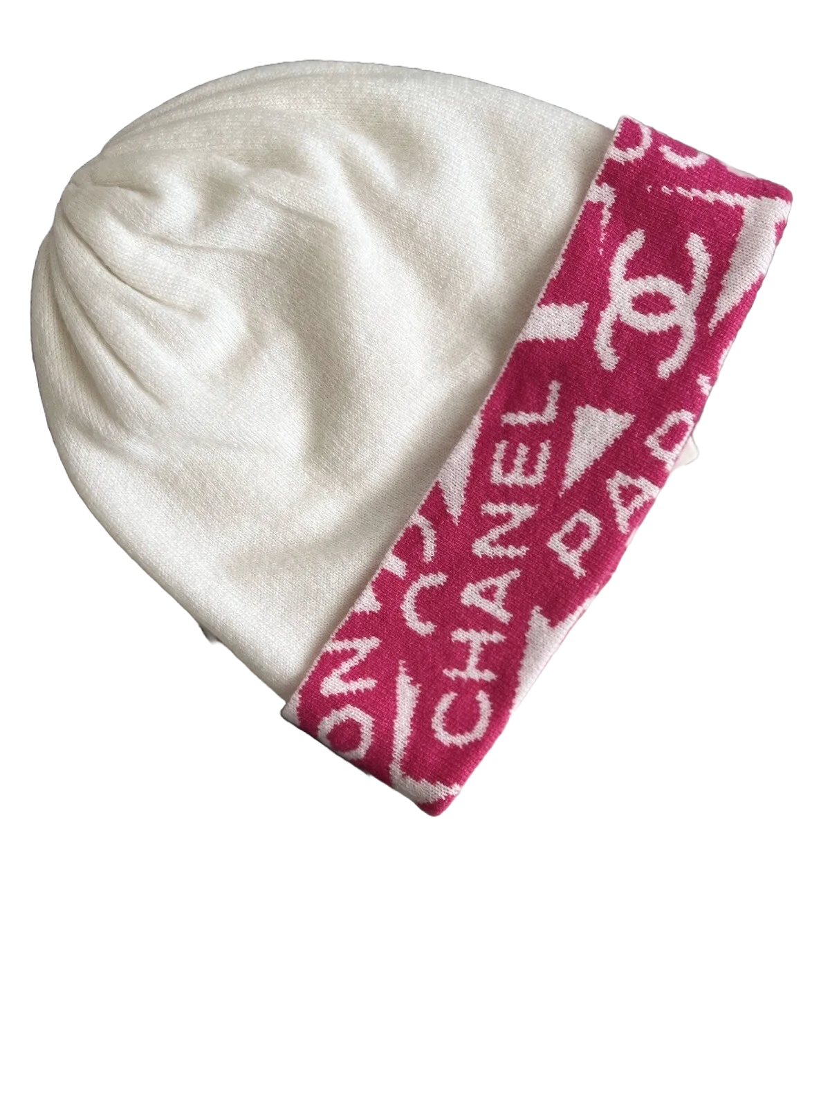 Chanel Beanie Cashmere 24C In White/pink CC Logo All Size NEW