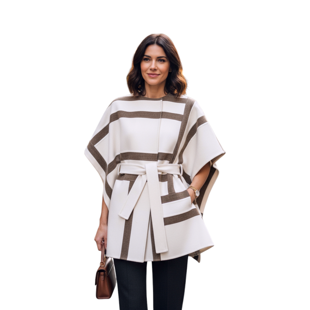 Hermes Gilet Long Inspo Poncho Cachemire Doubl91 Blanc Casse size 34 Retail $10K