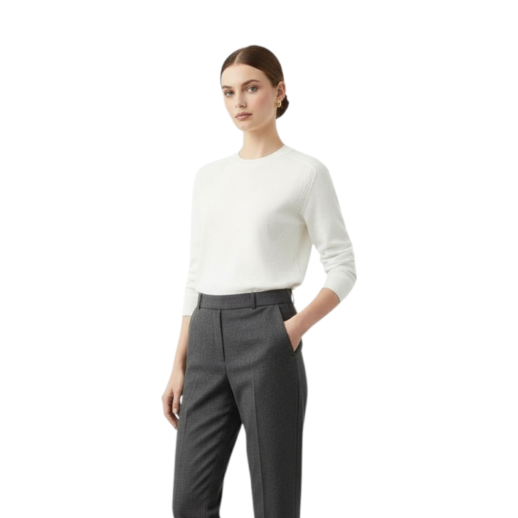 NEW Hermès "Coaching" Long-Sleeve Sweater in Blanc Casse - Size 38