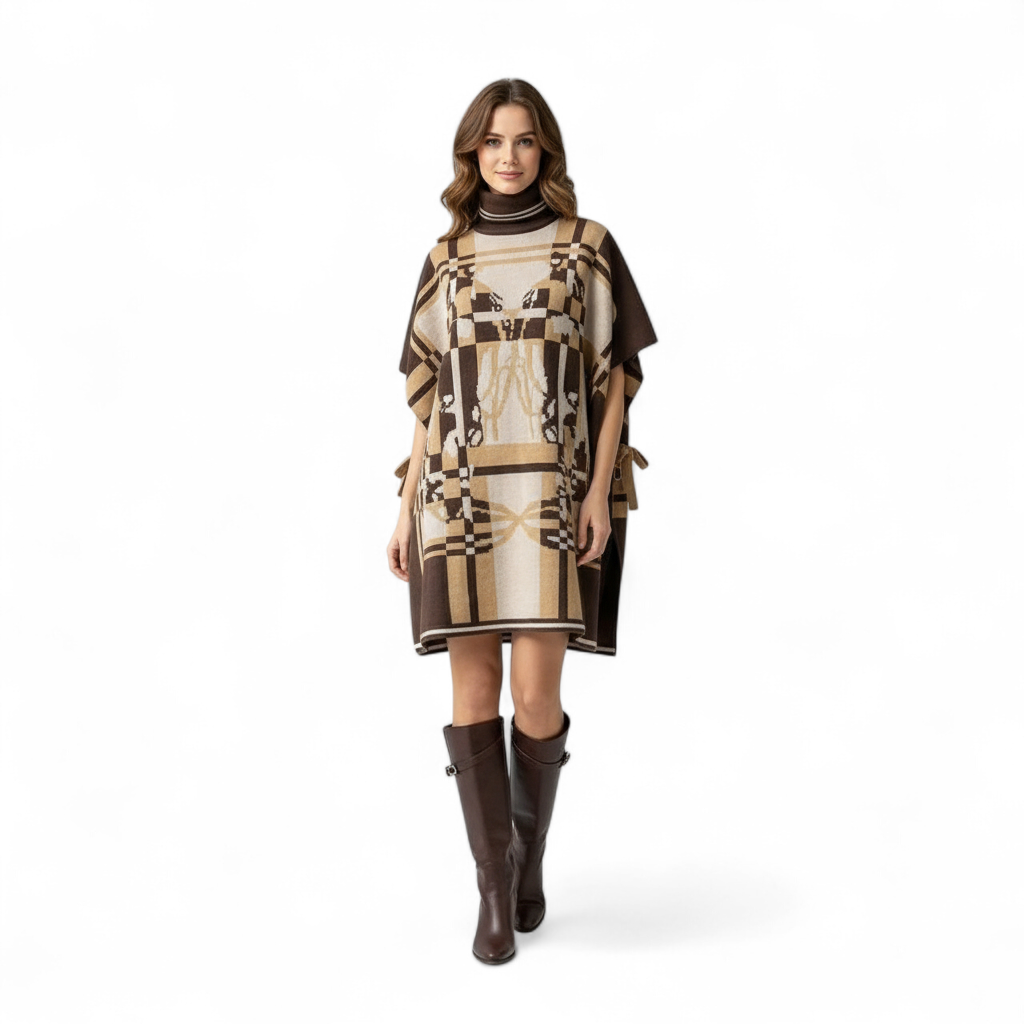 Hermes Brides De Gala Tartan Poncho  in Beige Chine size 34 BNIB