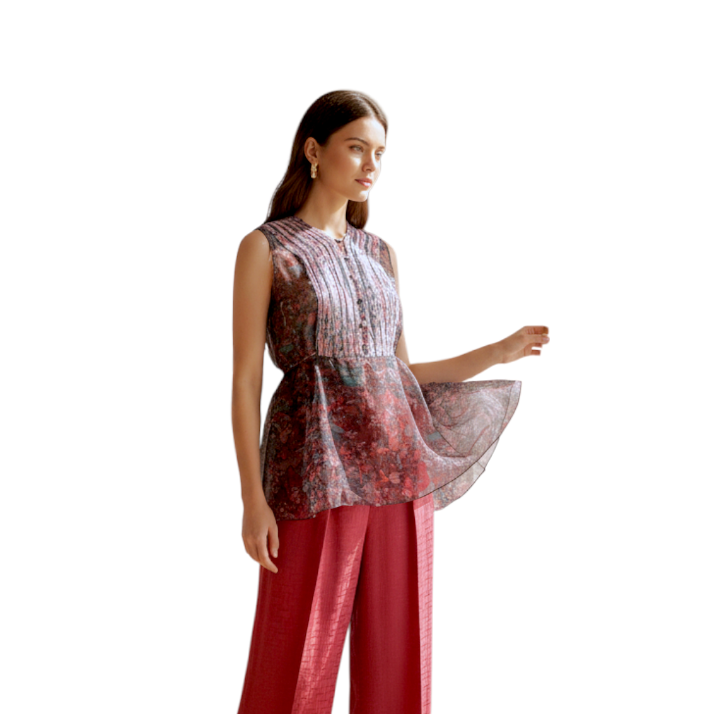 Hermes Silk Blouse Ennobli A Plastron Ox Bleu Marin Sleeveless 36 NEW Two Pcs