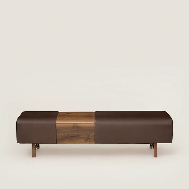 Brand New Hermès Les Nécessaires Long Bench Sofa in Chocolate Brown $34K Retail