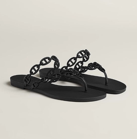 BNIB Hermes Island Womens Sandals Size 38 - Noir