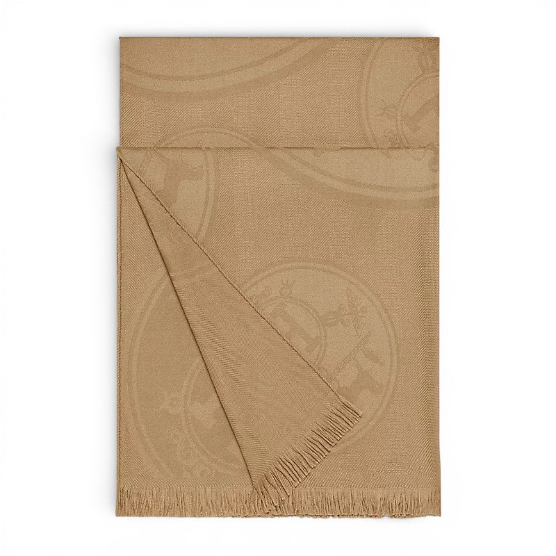 Hermès New Libris Stole Cashmere Silk Kraft Confettis d’Ex-Libris Jacquard