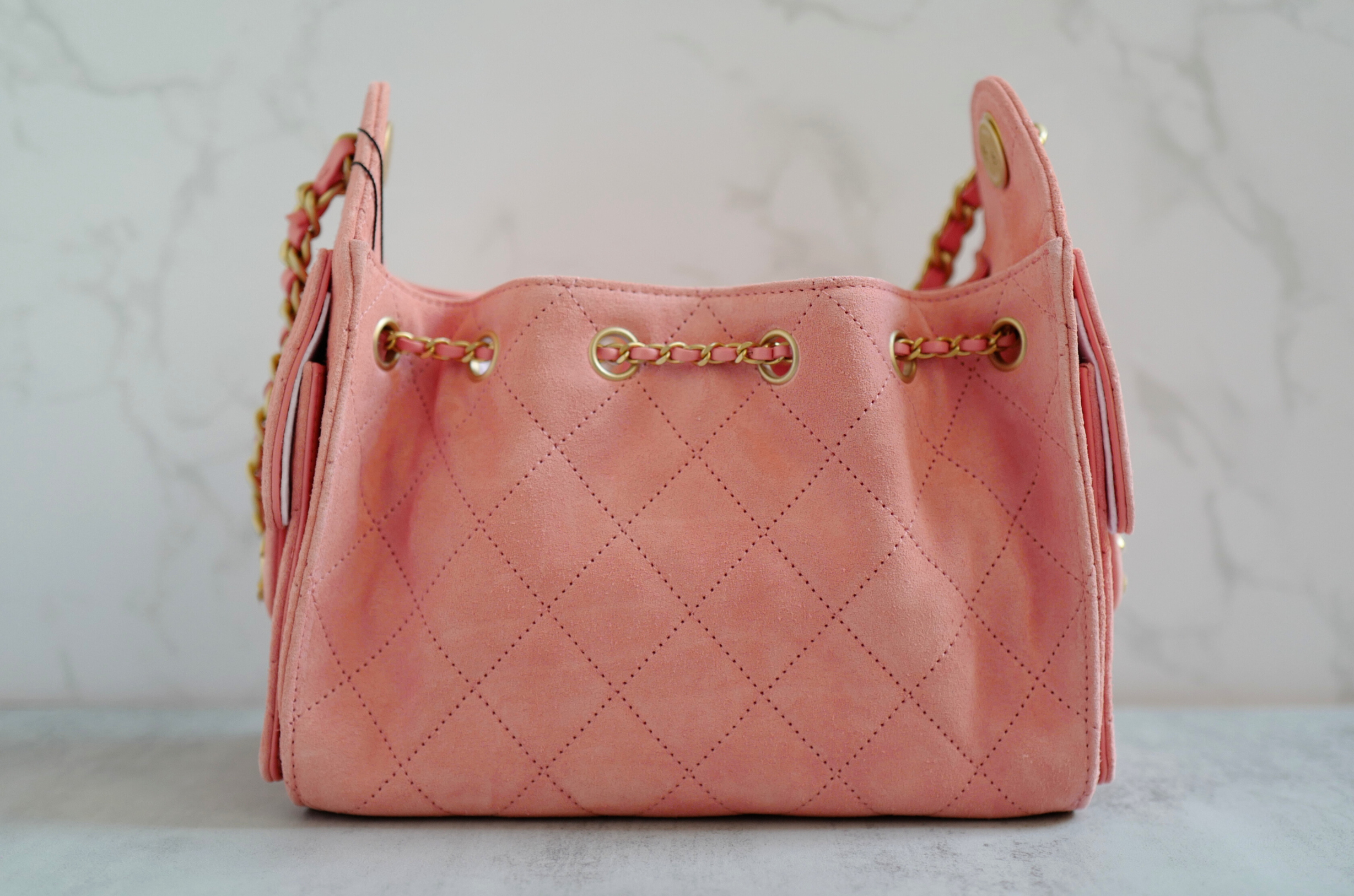 BNIB Chanel 26C Mini Hobo Shoulder Bag in Pink Suede with Gold Hardware