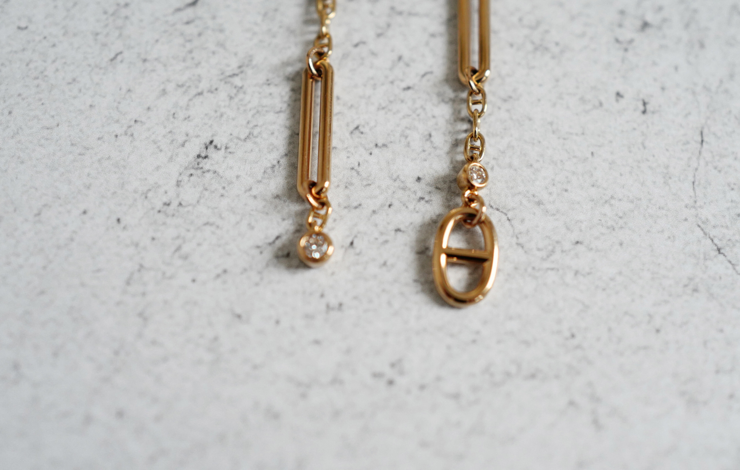 Hermès Chaîne d’Ancre Chaos Earrings Rose Gold with Diamonds