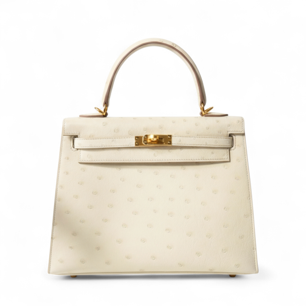 NEW Hermès Kelly 25 Beton Ostrich Gold Hardware U Stamp 2022