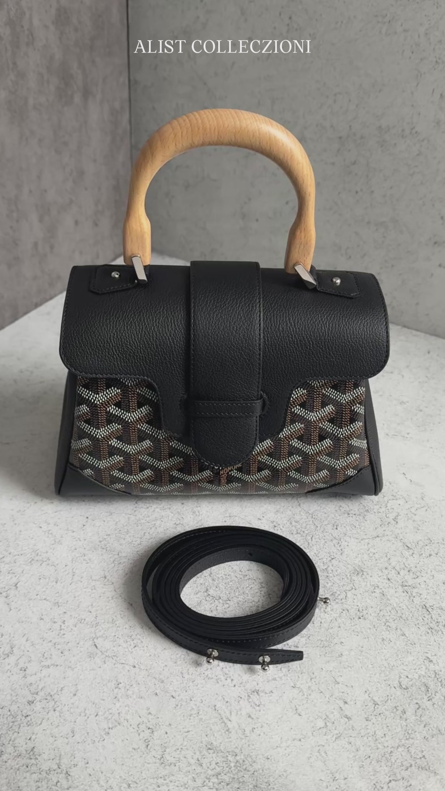 NEW Goyard Saigon Souple Mini Bag in Black Palladium HW with Beech Han