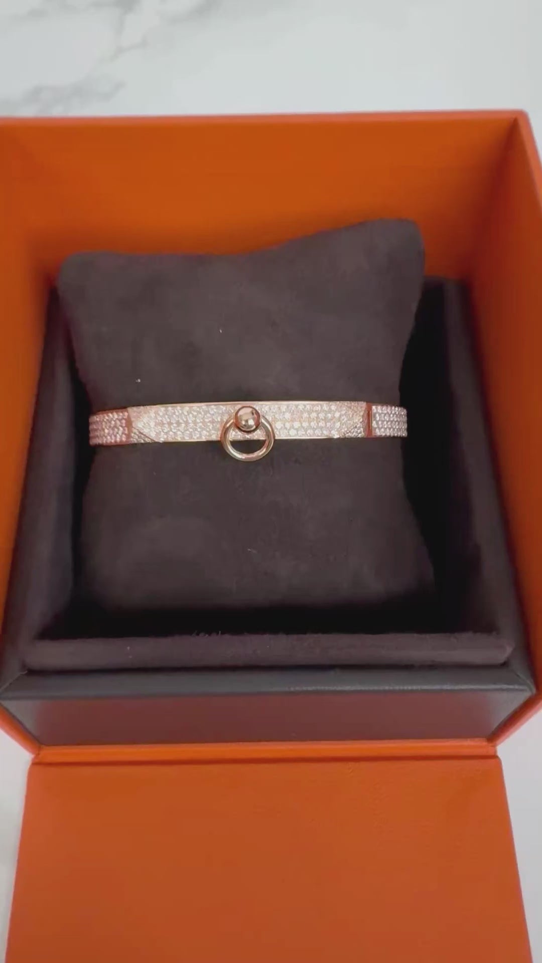 シルバーとローズゴールドHermes\tCollier deChienブレスレットSM NEW Hermes Collier De Chien Bracelet Rose Gold Full Paved