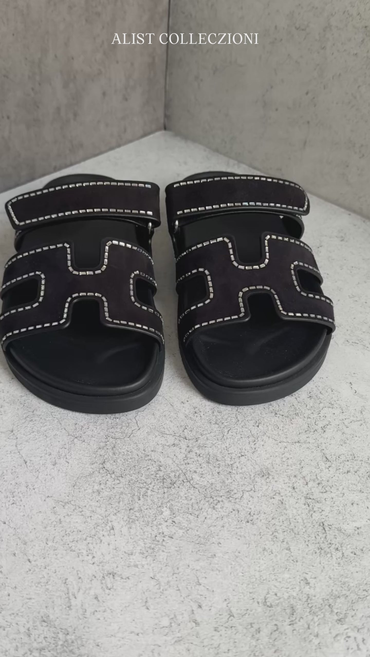 BNIB* Hermes Womens Chypre Noir with Rhinestone Detail Calfskin Suede