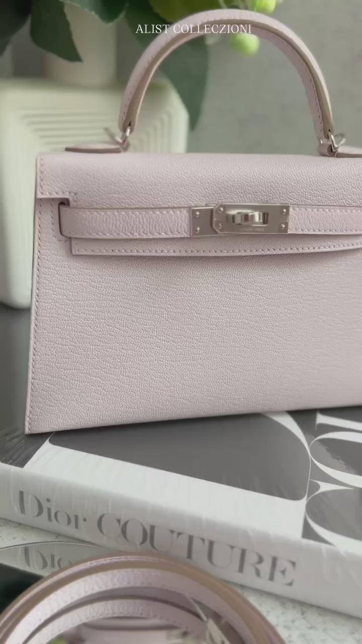 BNIB HERMÈS Mini Kelly 20 HSS Mauve Pale / Rose Mexico Chevre PHW W St