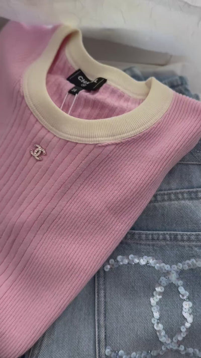 ＊COCO BEACH＊】CHANEL Tシャツ NEW Chanel Coco Beach 2025 Collection T-Shirt Pink size 36