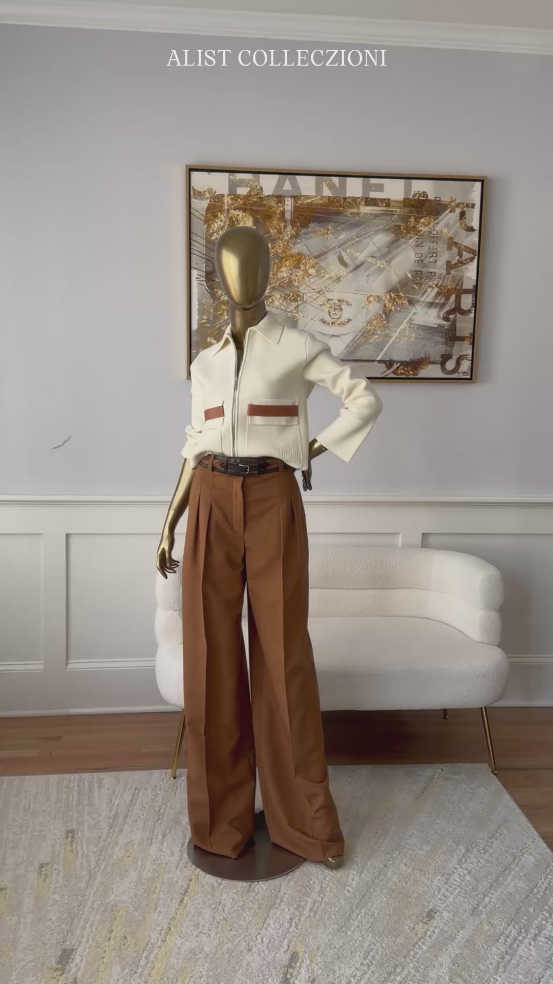Hermès Woman Outdoor Jacket with Pockets Blanc Naturel Compact Knit Si