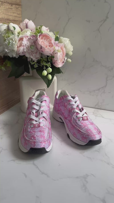 BNIB Chanel 24 Interlocking CC Logo Tweed Chunky Sneakers