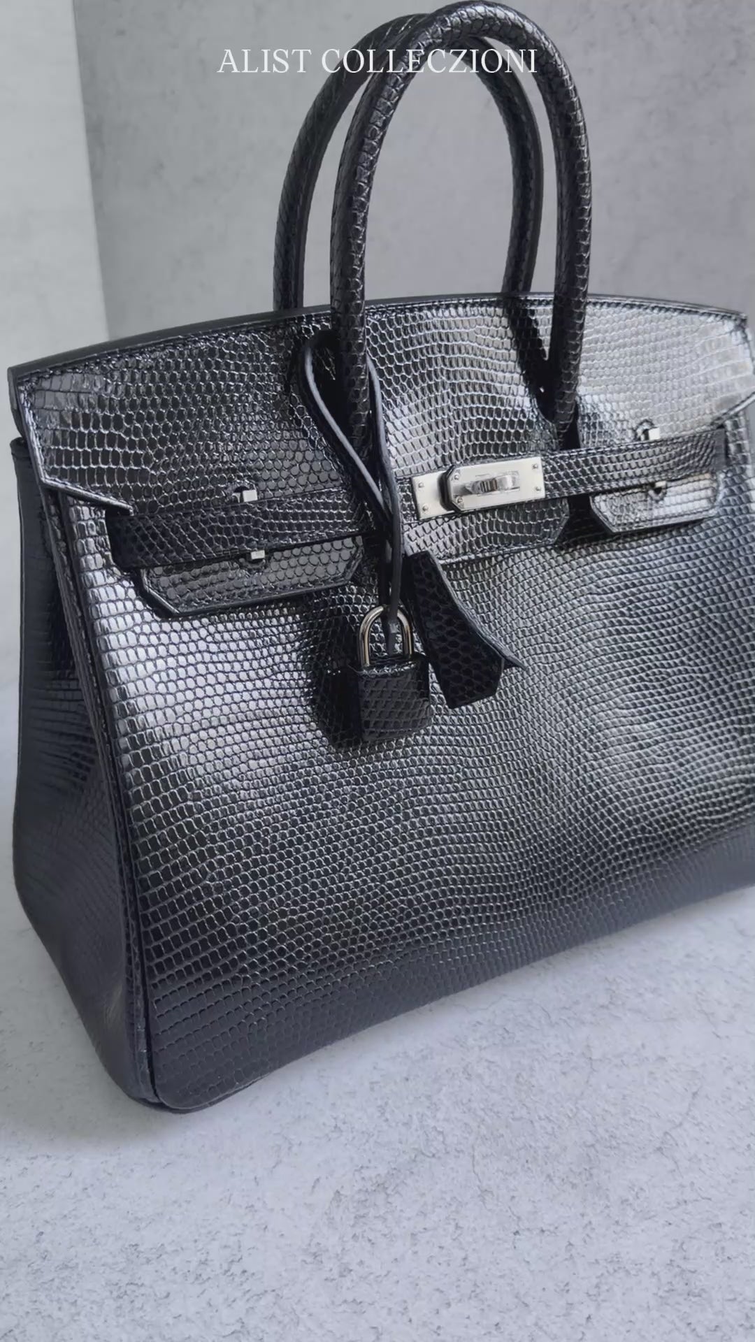 Hermès Birkin 25 Black Lizard Lisse with Palladium Hardware K