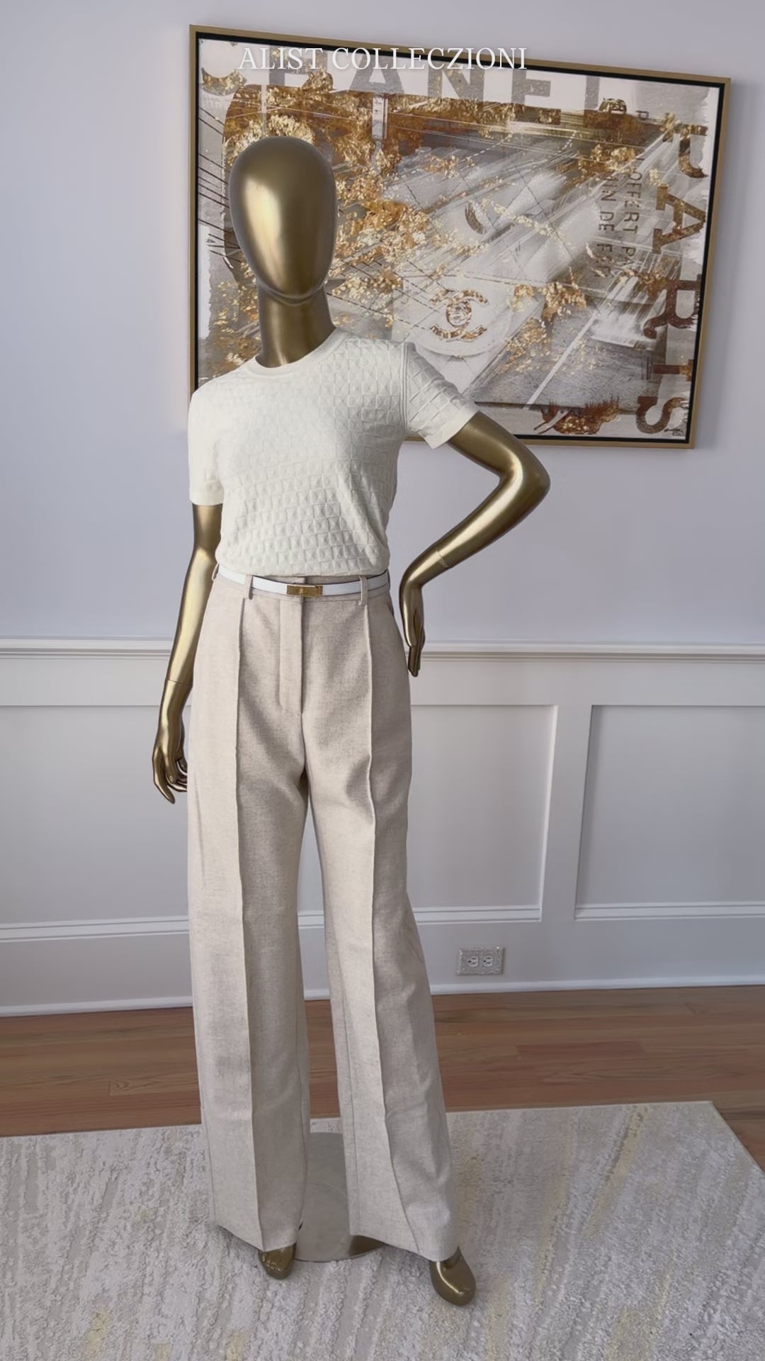 Hermès “Medor” Short-Sleeve Softerwear Knit Sweater Blanc Naturel Size