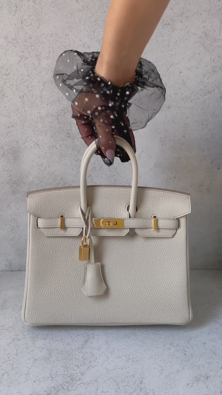 BNIB Hermès Birkin 25 Bag Beton Veau Togo Leather with Gold Hardware K