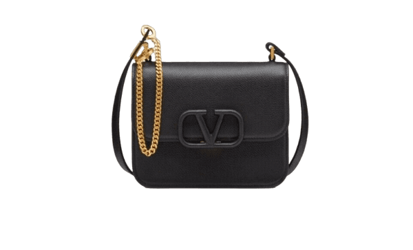 Valentino Shoulder Bag In Black With Vlogo Signature Leather Strap Inc