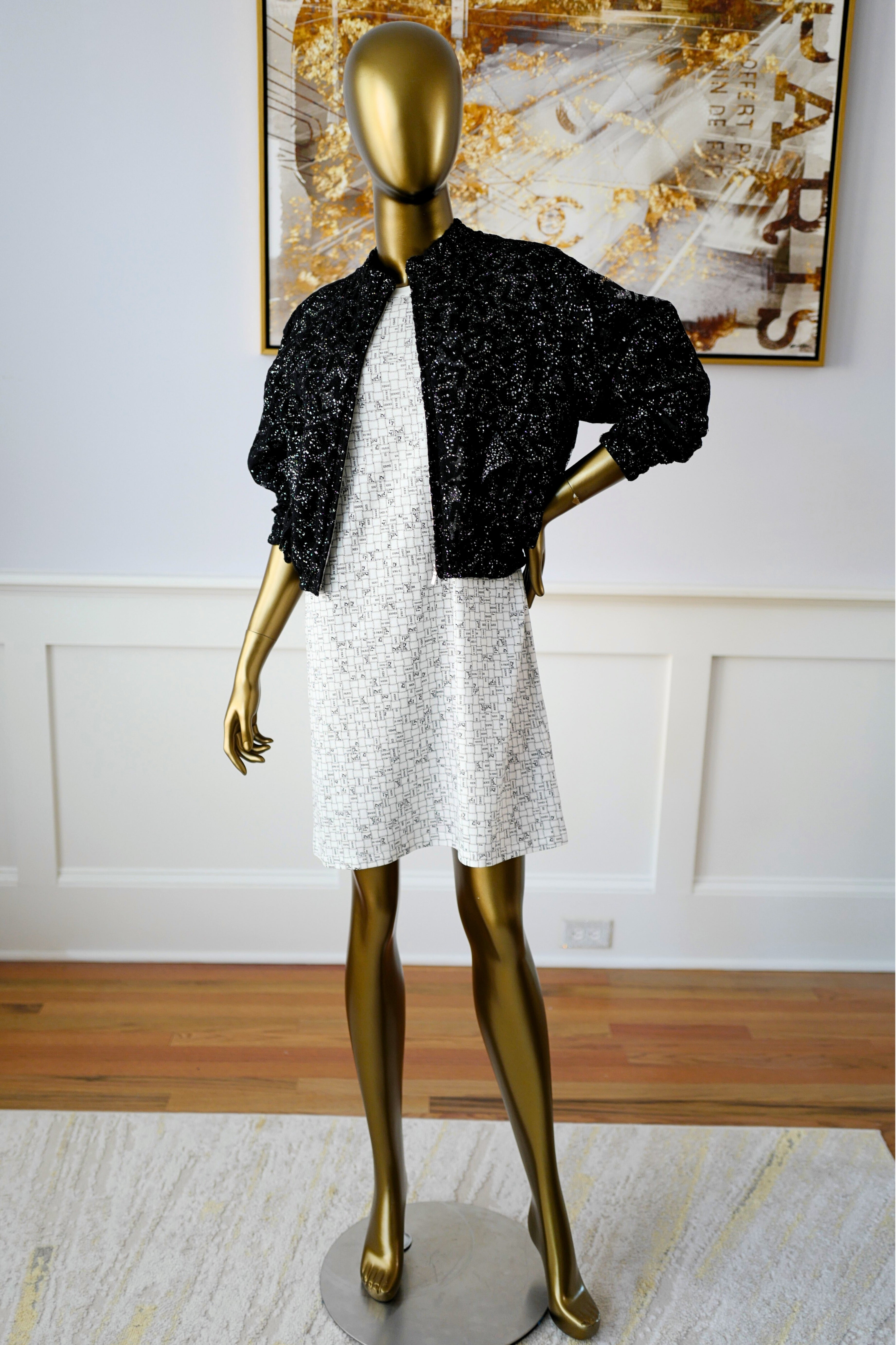 NEW Hermès Robe Droite Imprimée Bolduc au Carre Blanc Casse size 38