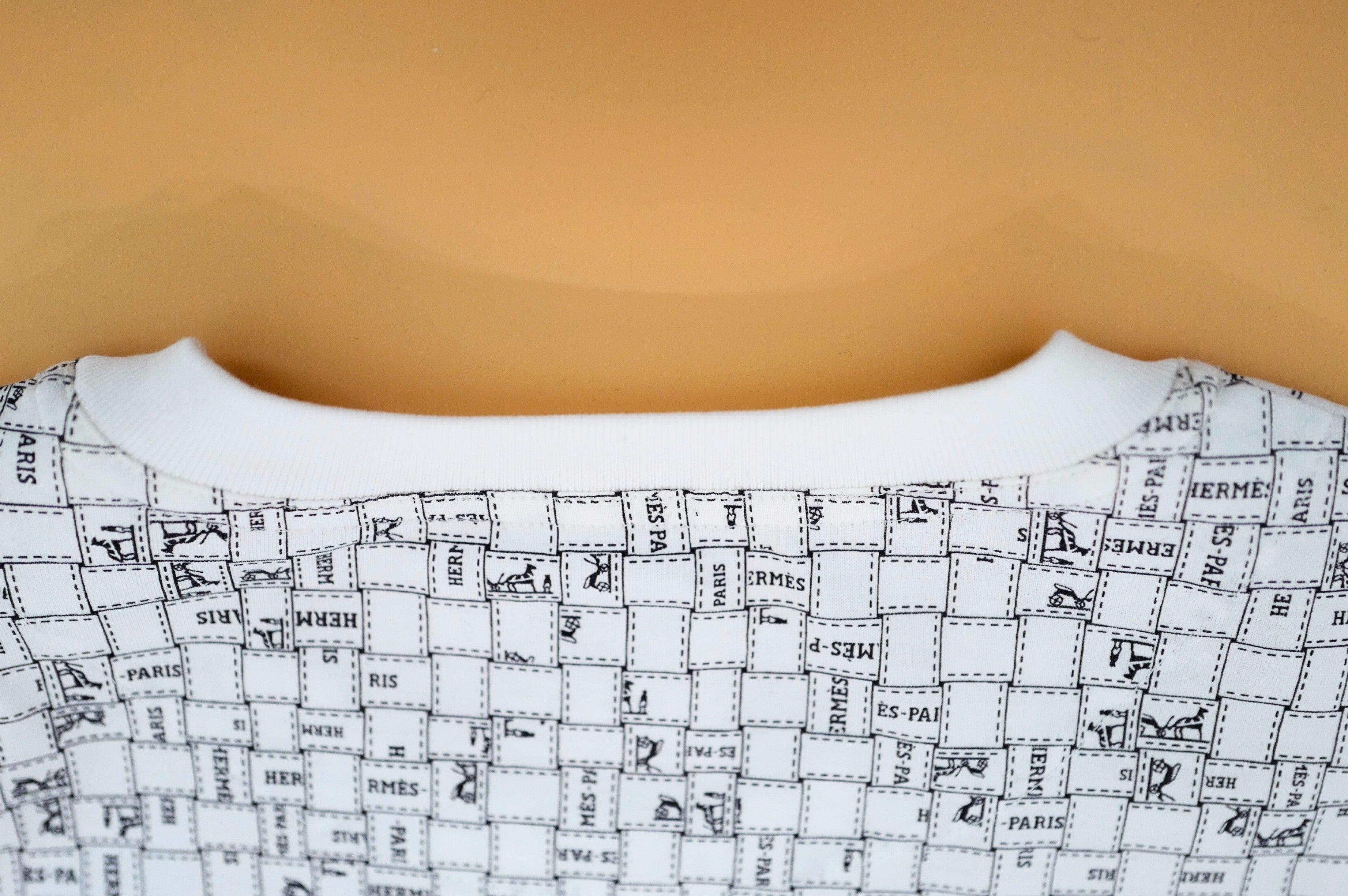 NEW Hermès Robe Droite Imprimée Bolduc au Carre Blanc Casse size 38