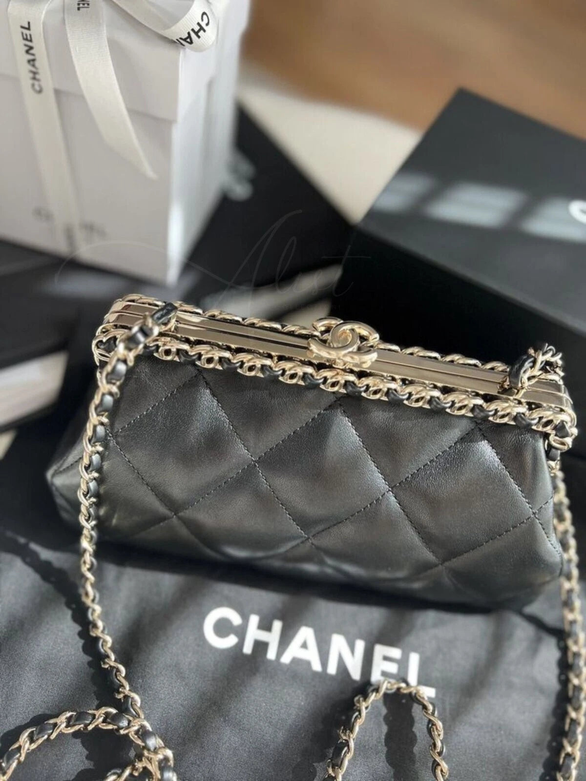 BNIB Chanel 24P Clutch On Chain Lambskin With CC Champagne Gold Hardware