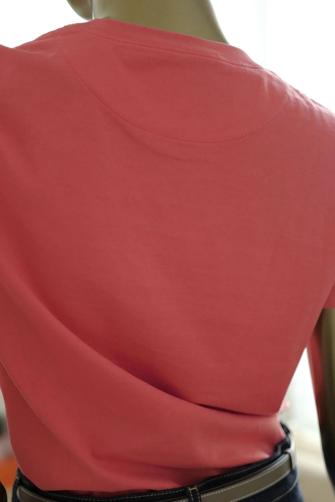 NEW Hermes Embroidered Pocket Straight T-shirt Vermillion Rose size 36