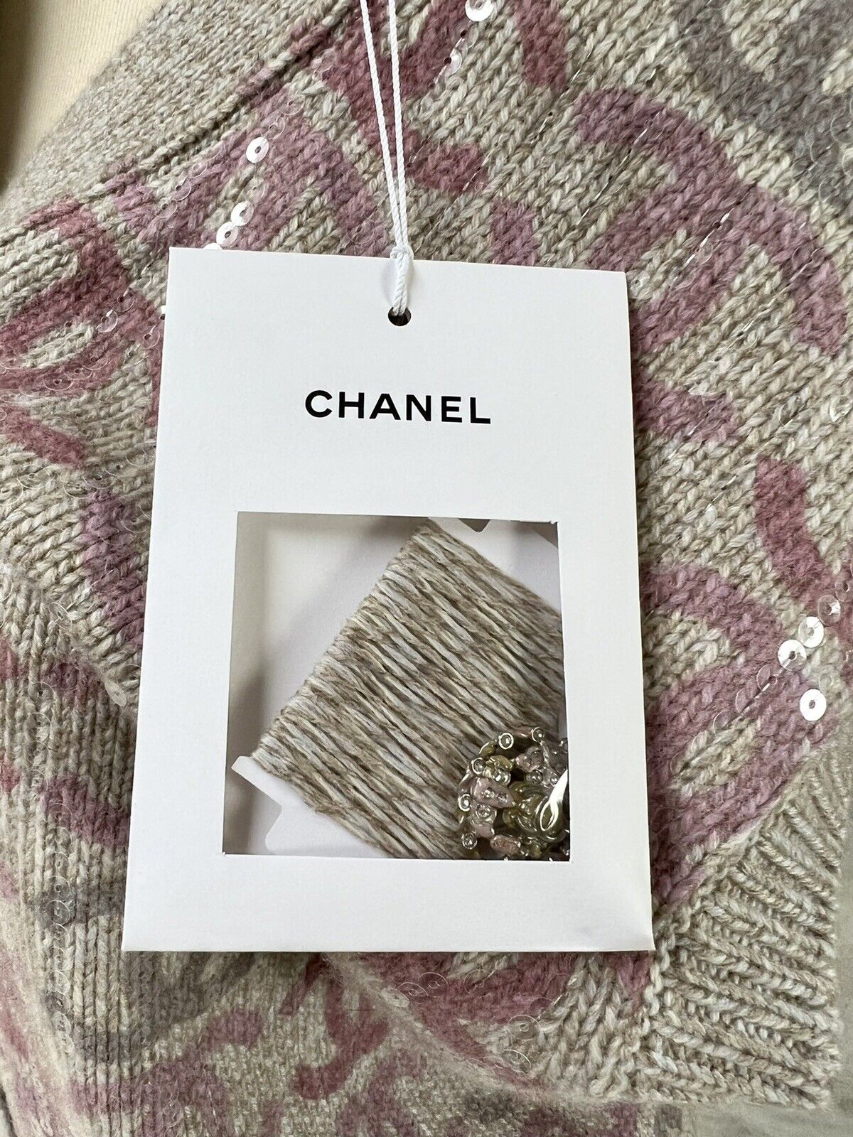 BNIB Chanel Vest 22K Beige, Pink, Light Pink, Purple Sequins Cashmere Size 34