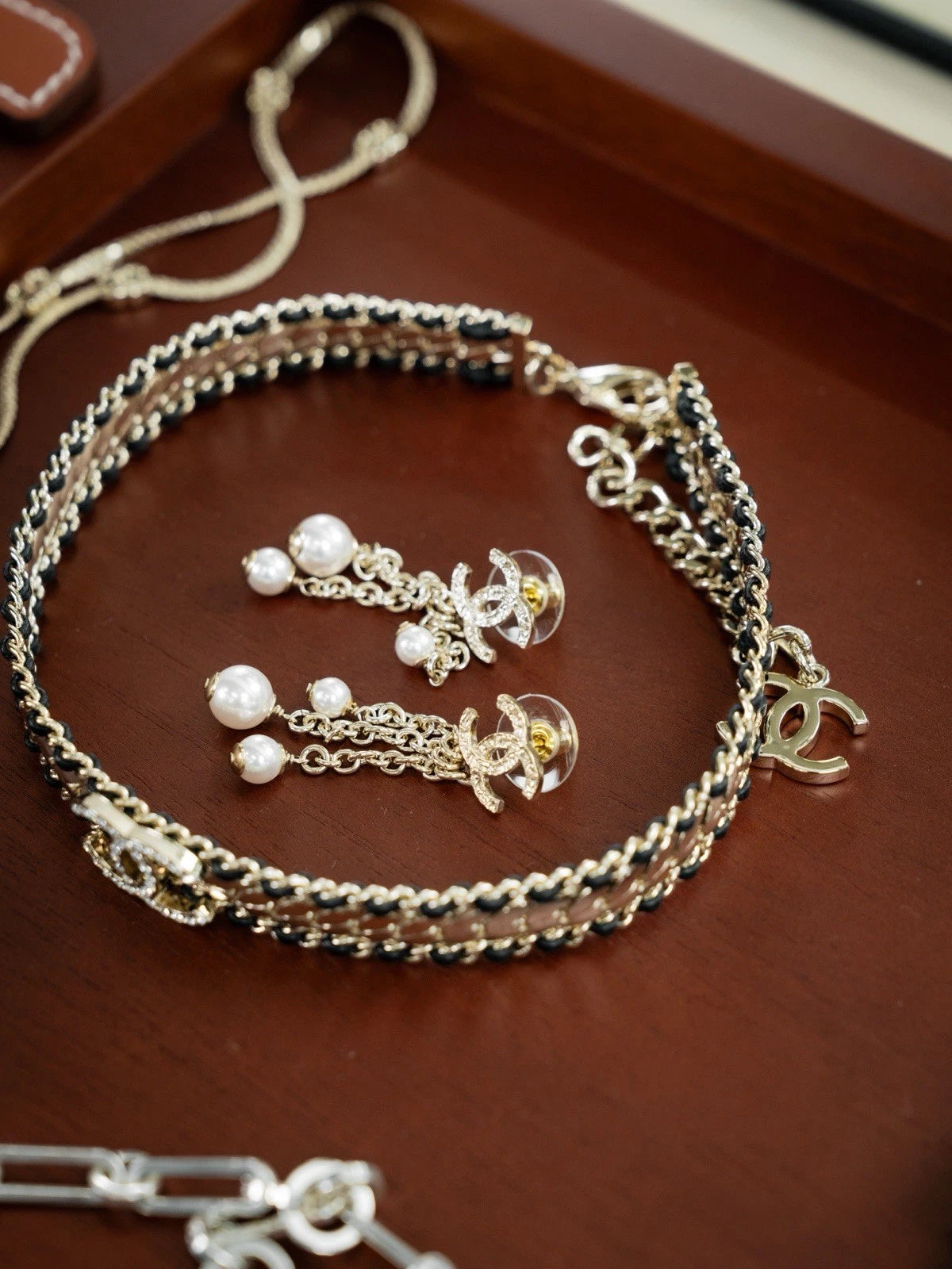 Chanel 25B Drop CC Logo Tassel with Pearls Earrings BNIB