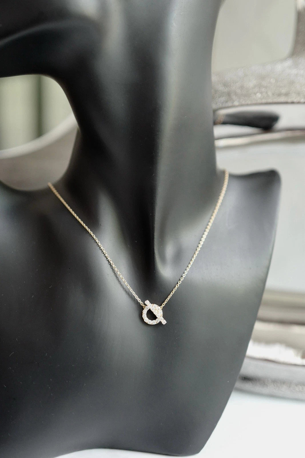 BNIB Hermes Finesse Pendant Necklace 18K Rose Gold and Diamonds NEW