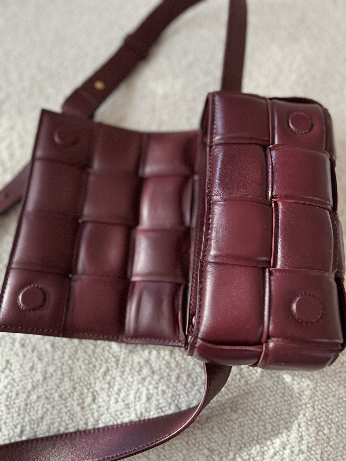 Bottega Veneta Padded Burgundy Small Cassette Belt Bag NEW