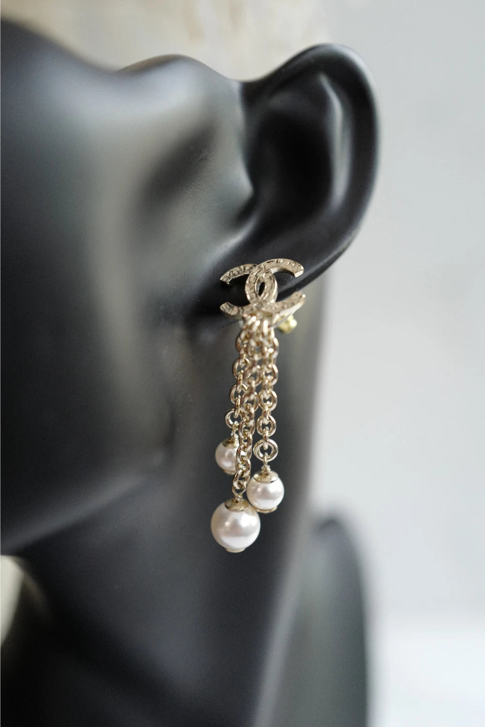 Chanel 25B Drop CC Logo Tassel with Pearls Earrings BNIB
