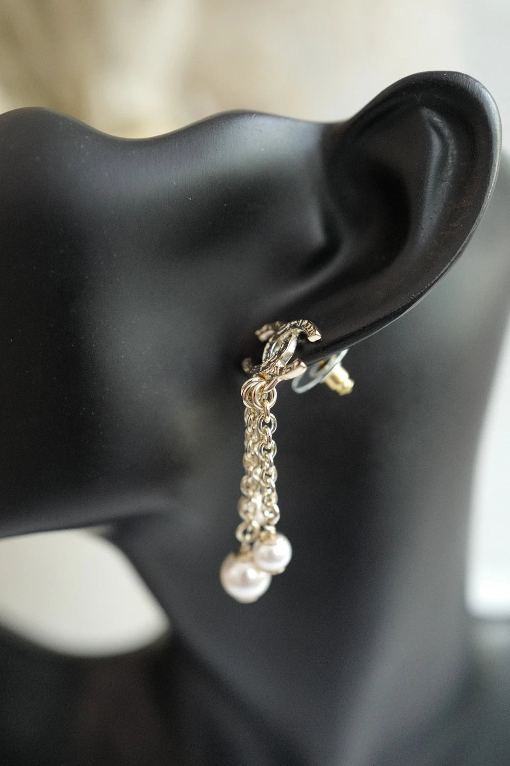 Chanel 25B Drop CC Logo Tassel with Pearls Earrings BNIB