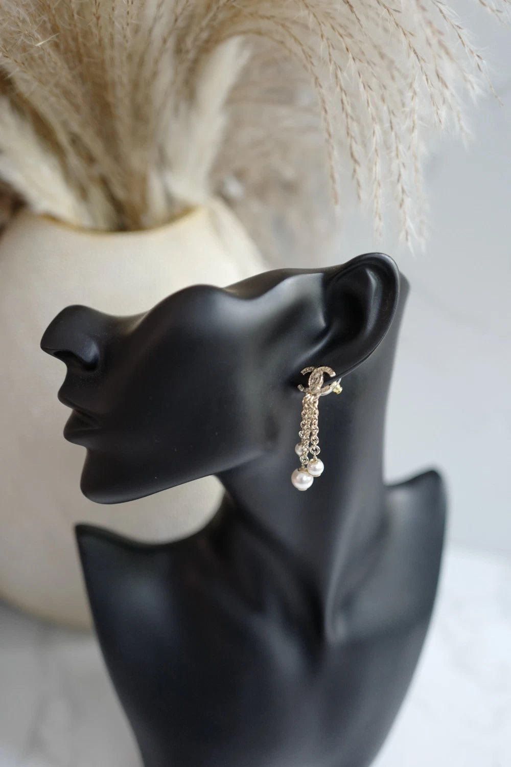 Chanel 25B Drop CC Logo Tassel with Pearls Earrings BNIB