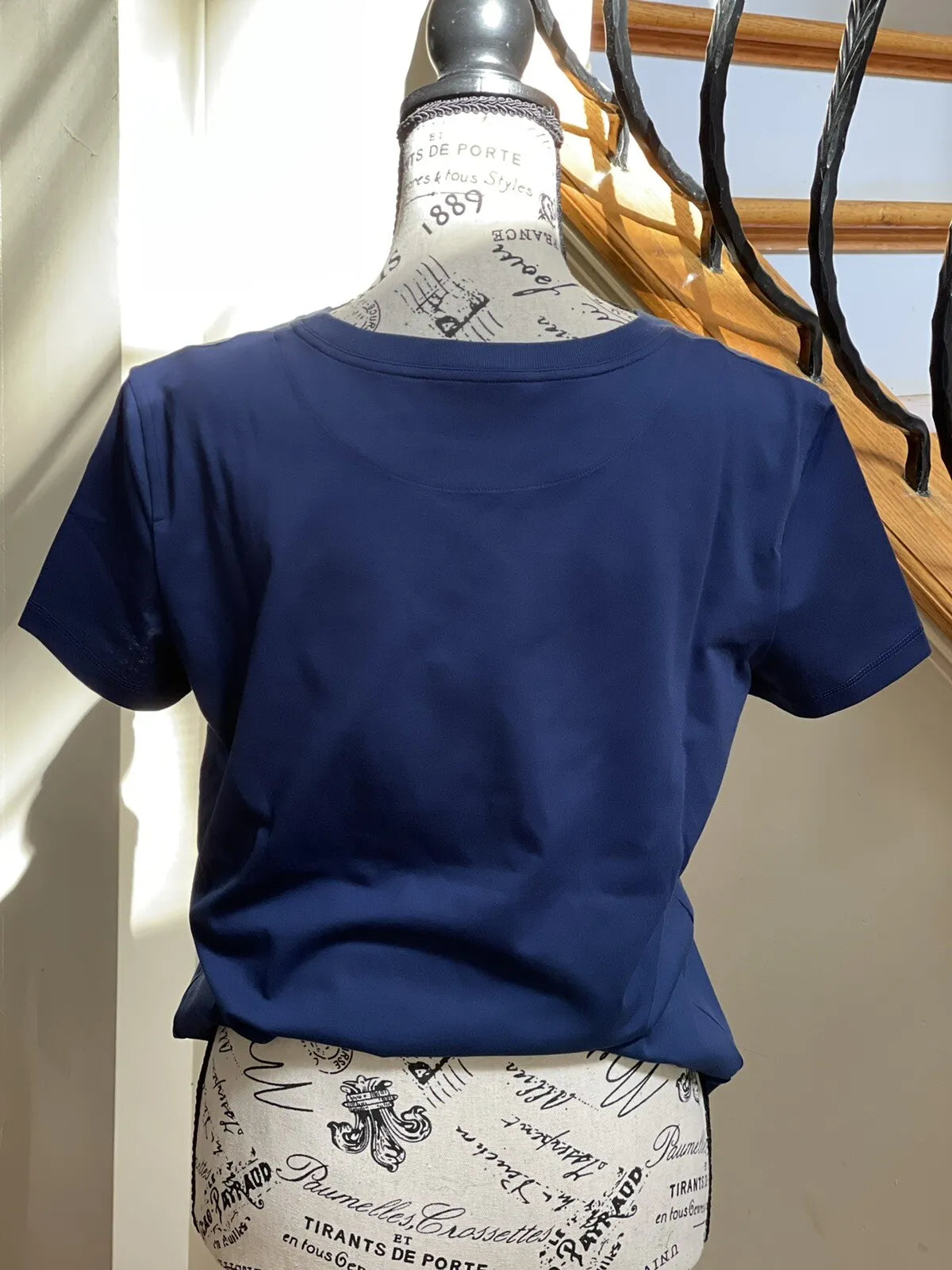 BNIB Hermes Cotton Jersey Embroidered Pocket Straight tshirt in bleu beton sz 38