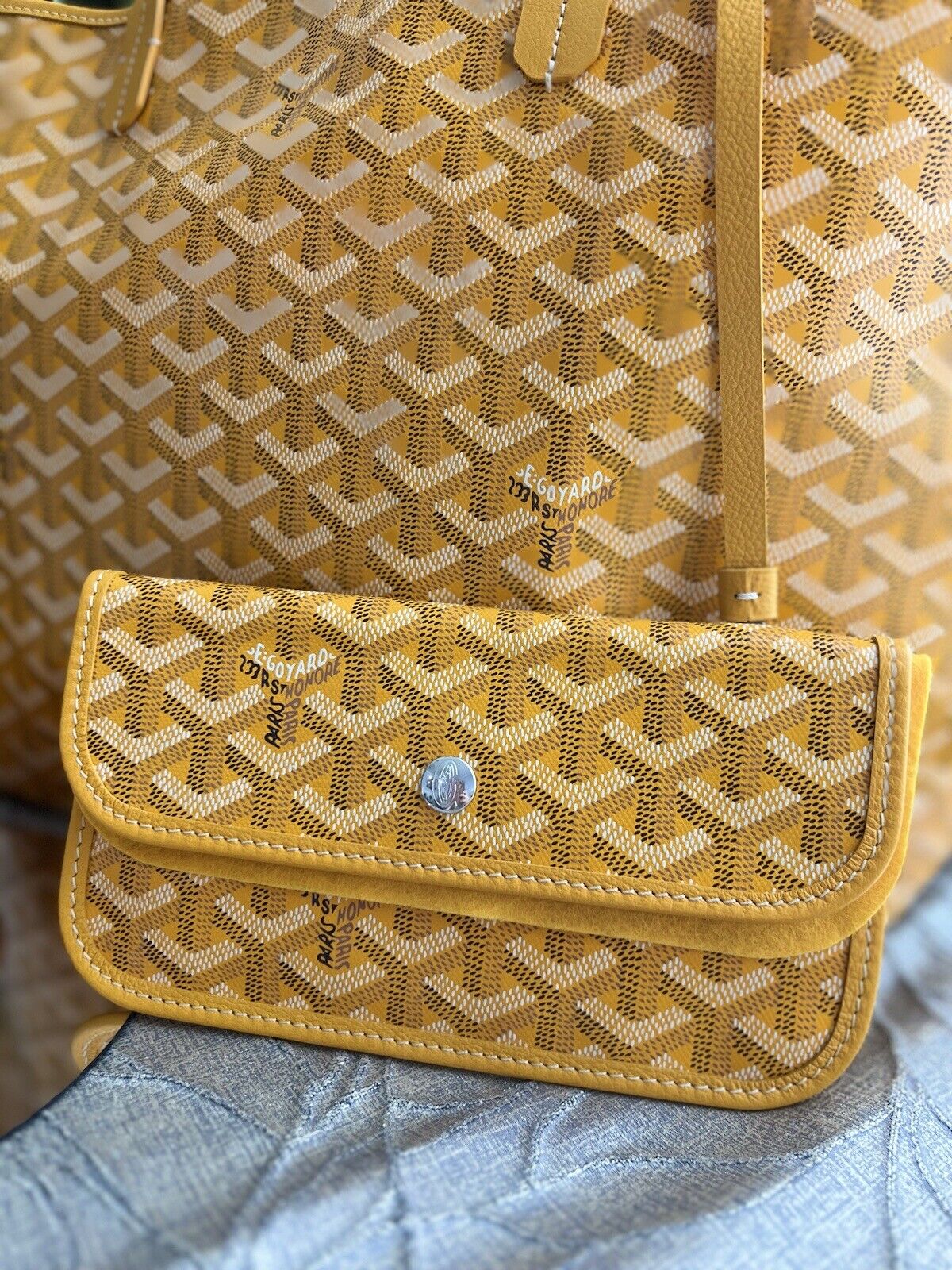 GOYARD St Louis PM Tote Bag in Yellow Goyardine