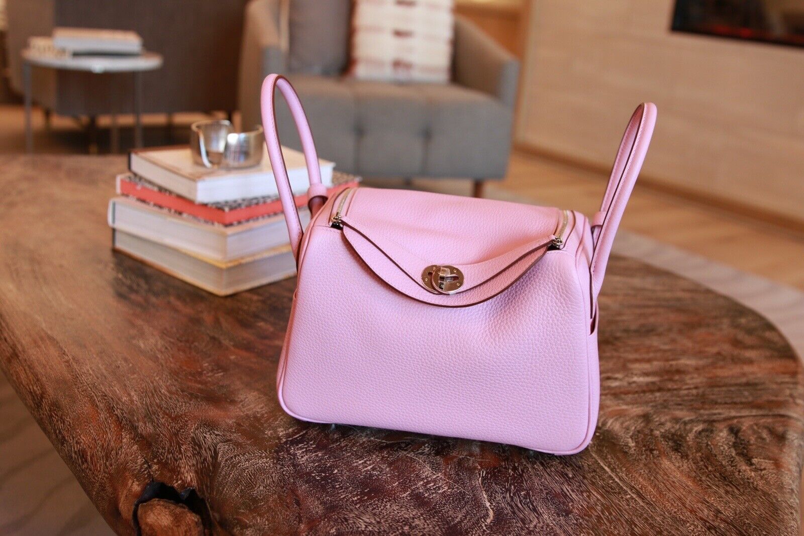 Hermes Lindy 26 Mauve Pink Sylvestre Clemence Palladium Hardware