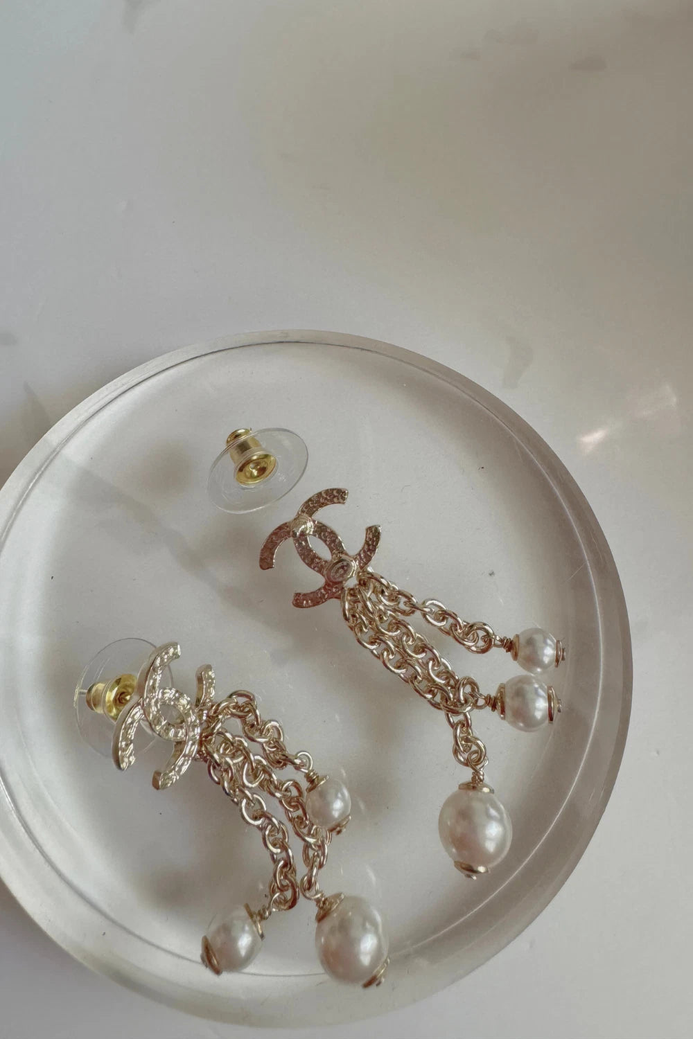 Chanel 25B Drop CC Logo Tassel with Pearls Earrings BNIB