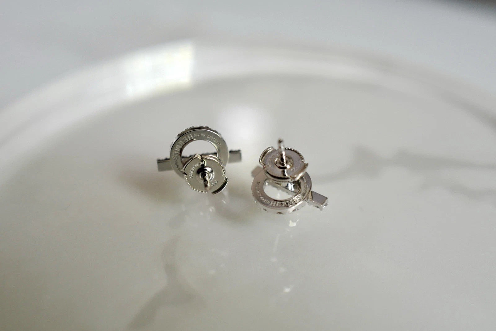BNIB Hermes Finesse Earrings White Gold With Diamonds $11K Retail