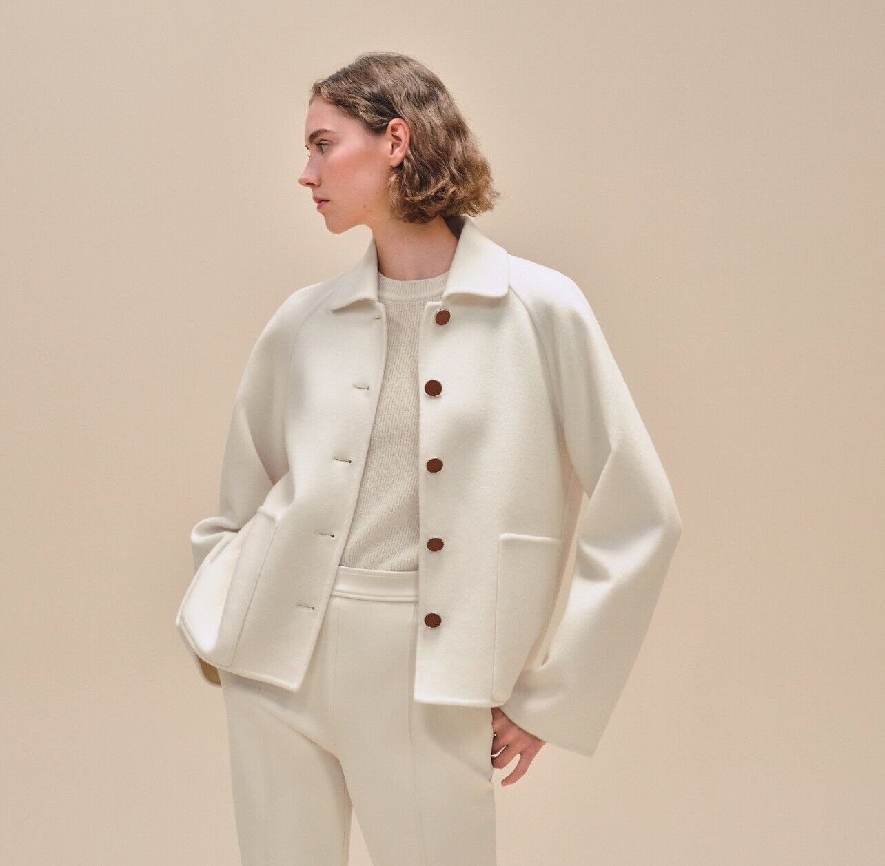 NEW Hermes Cashmere Jacket Paletot double cashmere Blanc Naturel 34 $7,500