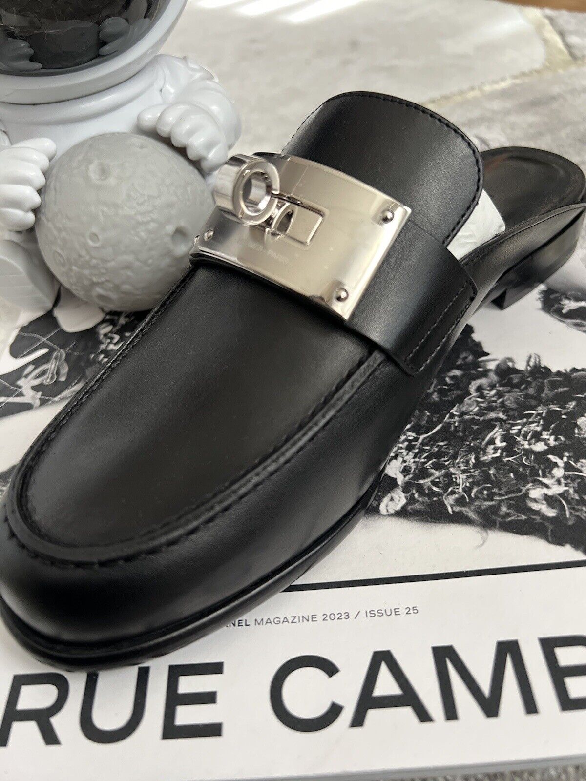 BNIB Hermes Iota Mule in Black Noir Palladium Hardware Size 37.5 Over $2000