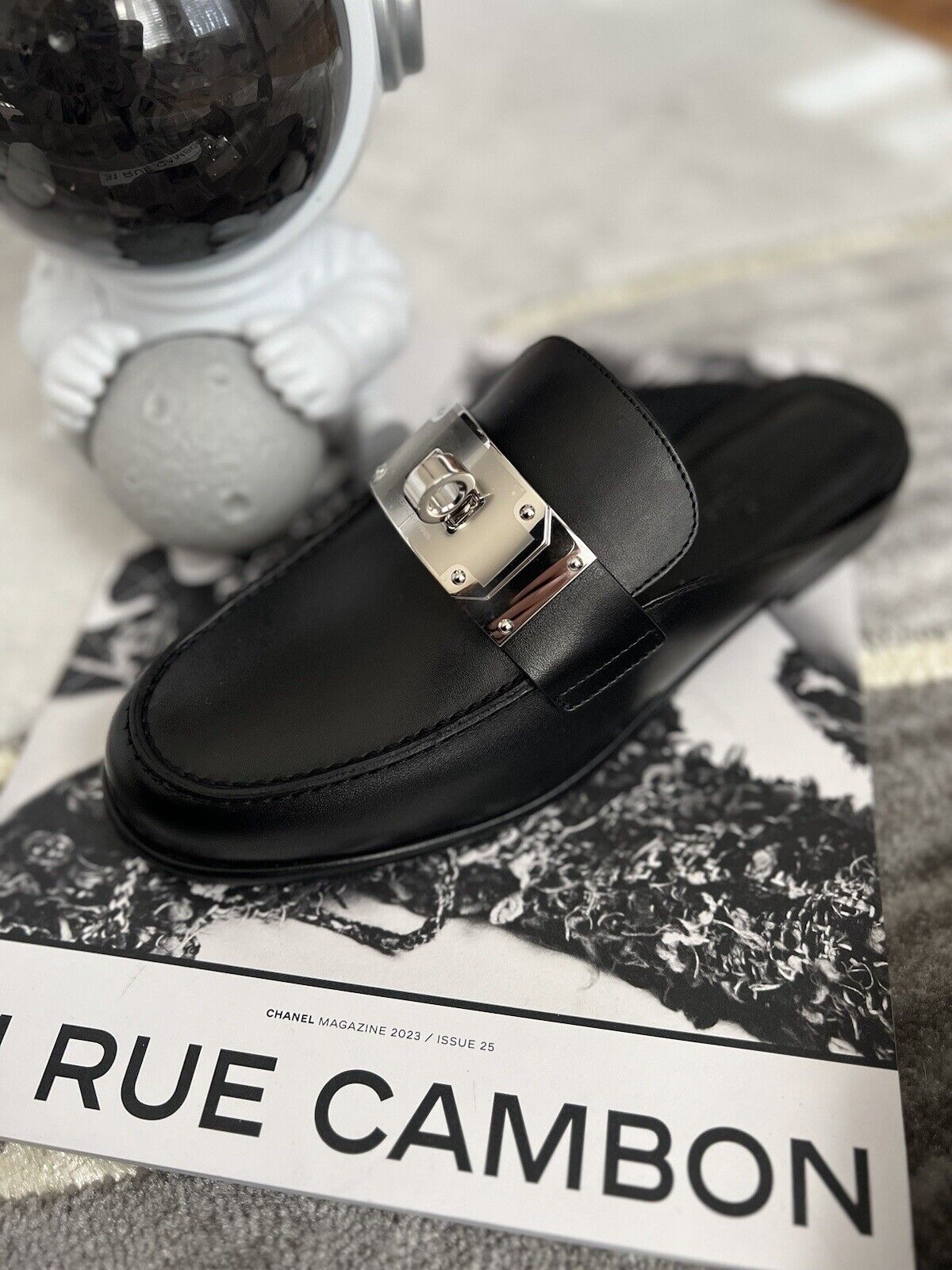 BNIB Hermes Iota Mule in Black Noir Palladium Hardware Size 37.5 Over $2000